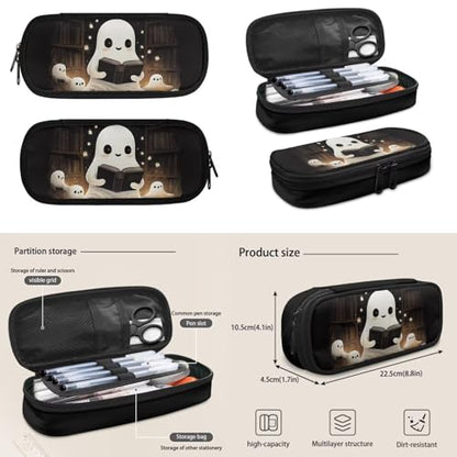 Cute Ghost Backpack for Girls Boys Backpack with Lunch Box Water Bottle Carrier Kawaii Pencil Case 4 in 1 Bookbag with Compartments 17 inch 1st 2nd 3rd School Bag for Kids Back to School - color: Cute Ghost