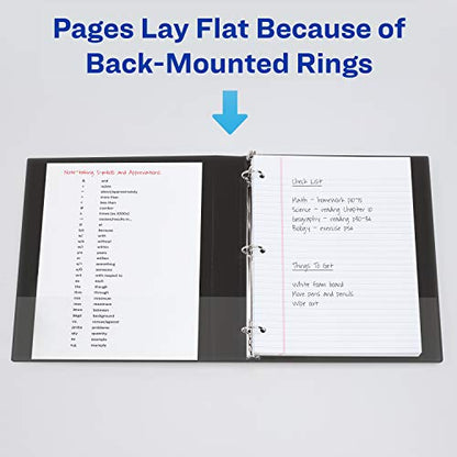 Avery Standard View 3 Ring Binder, 0.5" Round Rings, 100-Sheet Capacity, 0.7 Inch Wide Spine, 1 Black Binder, Ideal for Lightweight Organization and Occasional Referencing (05705) - size: 0.5"