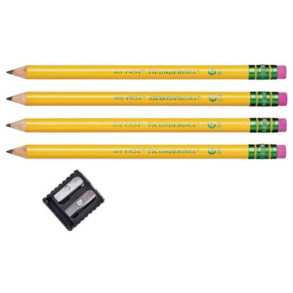 Ticonderoga My First Wood-Cased Pencils, Pre-Sharpened, 2 HB, With Sharpener, Yellow, 4 Count - style: 4 Count w/ Sharpener