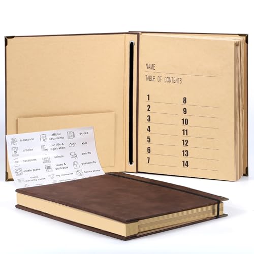 Important Document Organizer, Expanding File Folder for Important Papers, Emergency Binder, Birth Certificates, Social Security Cards, and Passports, Anti-Lost Binders, Graduation Gifts - color: Brown