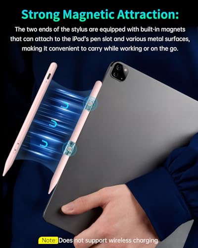 MEKO Universal Stylus Pen for Apple iPhone & Android & iPad, 2X Fast Charge Active Stylus Pencil for All Touch Screen, High Sensitivity Capacitive Stylus for Smartphone Apple Watch Tablet-Lihgt Pink | Dual-Mode Control, 2X Fast Charge,Fine Active Pencil f