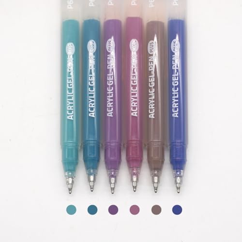 Acrylic Gel Pens for Coloring Books, Quick Dry 6 Pcs 1.0mm Fine Point Gel Marker Pen for Drawing, Journaling Art, Black - color: Black