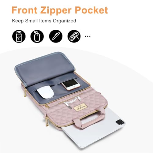 MOSISO 12.9 inch Tablet Sleeve Bag for iPad Pro 13 M4&iPad Air 13 M3 M2,iPad Pro 12.9 M2 M1 6/5,Surface Laptop Go 12.4,Galaxy Tab S8+/S9+ 12.4,Square Quilted Carrying Case with 2 Pockets, Pink - color: Pink, size: 12.9 inch