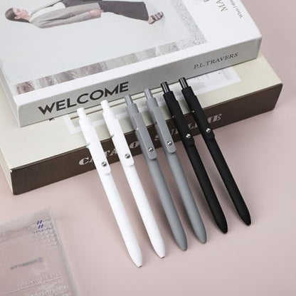 Ddaowanx Gel Pens, 0.5mm Fine Point Quick Dry Black Ink Pens Retractable, Nursing School Essentials,School Supplies, Gifts for Women (6Pcs-Black Ink) - color: 6Pcs-Black Gray White-Black Ink