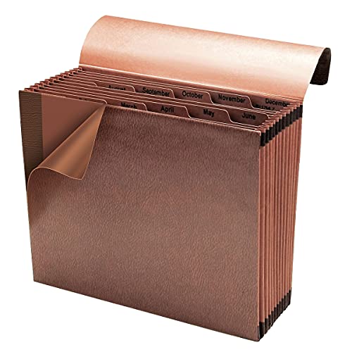 Smead TUFF Expanding File, 12 Pockets, Monthly (Jan.-Dec.), Flap and Cord Closure, Letter Size, Redrope (70388) - size: Letter Size, style: Monthly (Jan-Dec)