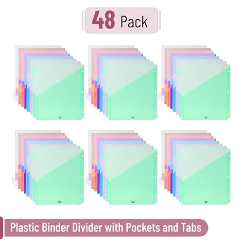 Mr. Pen- Binder Dividers with Pockets and Tabs, 48 Pack | Pastel Color, 3 Ring Binder Dividers with Tabs and Pockets on Both Sides - color: Pastel, size: 48 Pack