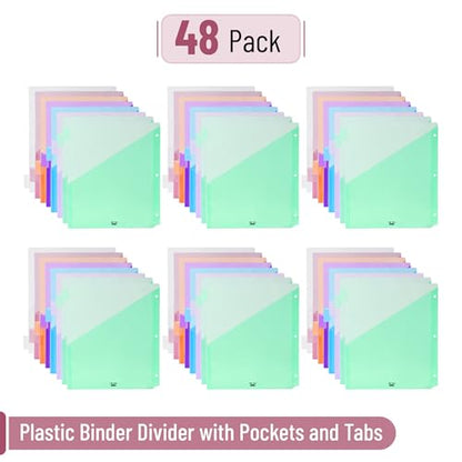 Mr. Pen- Binder Dividers with Pockets and Tabs, 48 Pack | Pastel Color, 3 Ring Binder Dividers with Tabs and Pockets on Both Sides - color: Pastel, size: 48 Pack