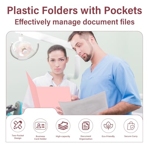 Plastic Folders with Pockets - Pastel Folders, 6 Pack, Durable 2 Pocket File Folders with Business Card Slot, Letter Size for School, Office, Home - color: Pastel