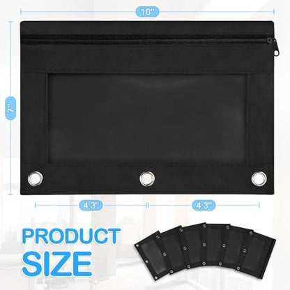 SpringFlower 36 Pack Black Pencil Pouch, Pencil Pouch for 3 Ring Binder for School and Office Supplies with Clear Window with Smooth Zipper Bulk - color: Black