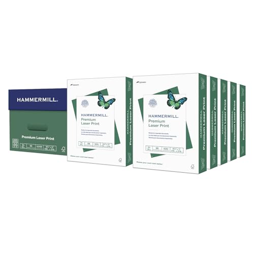 Hammermill Printer Paper, Premium Laser Print 24 lb, 8.5 x 11-10 Ream (5000 Sheets) - 98 Bright, Made in the USA, 104604C - size: 10 Ream | 5000 Sheets, style: Letter (8.5x11)