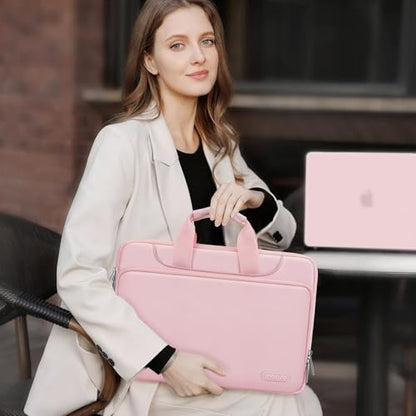 MOSISO 360 Protective Laptop Bag 13.3 inch, 13-14 inch Computer Bag Compatible with MacBook Air 13 inch/Pro 13 inch/Pro 14 inch,HP,Dell,Notebook, Laptop Carrying Case with Strap&Handle, Pink - color: Pink, size: 13.3 inch