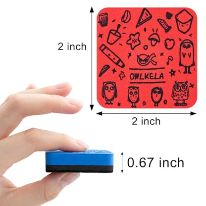 OWLKELA 30Pcs Dry Erase Erasers, Magnetic Whiteboard Eraser, Mini Whiteboard Cleaning Pads for Classroom, Office and Home, Blue&Red - color: Blue & Red, size: 30 Pcs