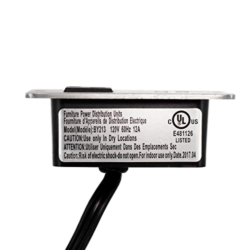4-3/8" Long x 2-1/2" Wide Chrome in-Desk Power Center with 1 Outlet, 2 USB Ports - style: 1 Outlet, 2 USB Ports