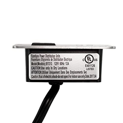 4-3/8" Long x 2-1/2" Wide Chrome in-Desk Power Center with 1 Outlet, 2 USB Ports - style: 1 Outlet, 2 USB Ports