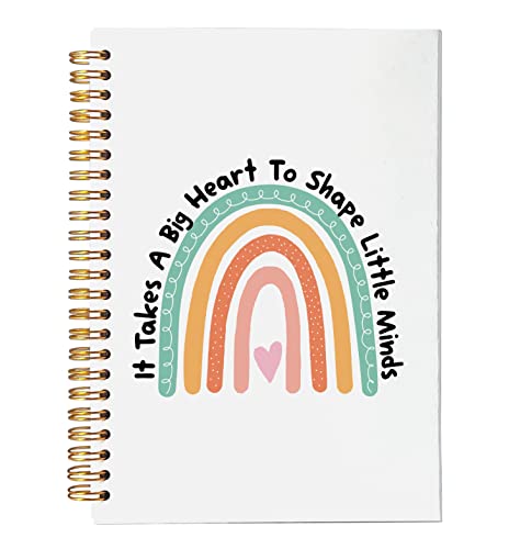 VNWEK Teacher Appreciation Gifts Spiral Notebook Journal 5.5 x 8.3 inches,It Takes a Big Heart to Shape Little Minds Boho Rainbow Lined Hardcover Spiral Notebook,Thank You Gifts for Teacher - color: jsj-notebook-11