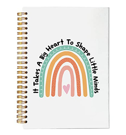VNWEK Teacher Appreciation Gifts Spiral Notebook Journal 5.5 x 8.3 inches,It Takes a Big Heart to Shape Little Minds Boho Rainbow Lined Hardcover Spiral Notebook,Thank You Gifts for Teacher - color: jsj-notebook-11