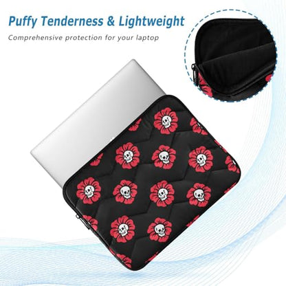 Cute Laptop Sleeve 13 inch Gothic Skulls Flowers Laptop Bag 14 inch Waterproof Computer Bag for Women Laptop Accessories Computer Cover Bag for Tablet Men, A06D24018 - color: Gothic Skulls Flowers