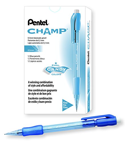 Pentel Champ Pencil, Automatic Pencil, 0.5mm Lead Size, Blue Barrel, Box of 12 (AL15C) - color: Blue, size: 12 Count (Pack of 1), style: 0.5 mm