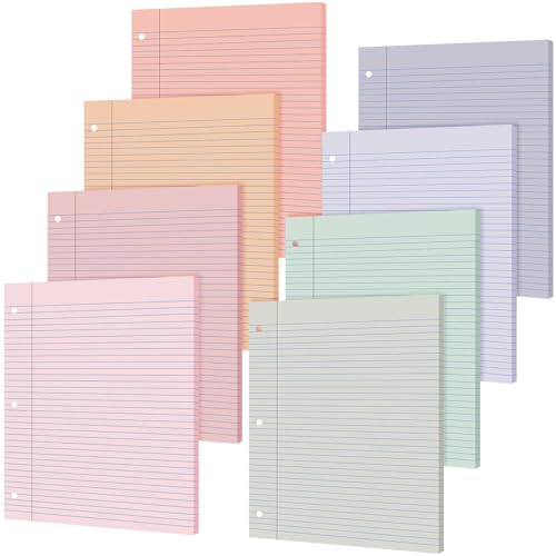 PerKoop 400 Sheets Colored Loose Leaf Paper 8.5" x 11" college ruled Lined 3 Hole Punched notebook Filler Paper for 3 Ring Binders Office School Supplies (Fantasy Color) - color: Fantasy Color