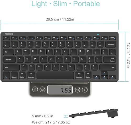 Arteck Ultra-Slim Bluetooth Keyboard Compatible with iPad 10.2-inch/iPad Air/iPad 9.7-inch/iPad Pro/iPad mini, iPhone and Other Bluetooth Enabled Devices Including iOS, Android, Windows, Black