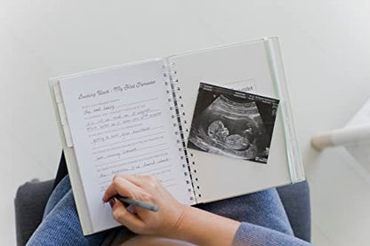 Pearhead My Pregnancy Journal, Guided Pregnancy Memory Book with Sonogram Photo Insert, Trimester Milestone Tracker & Keepsake for Expecting Moms, Baby Shower Gift, Sage Green Leaf - color: Sage Green Leaf Pregnancy Journal