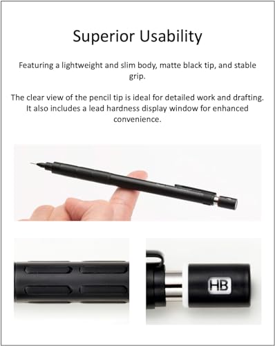 Graph 1000 for Pro Mechanical Drafting Pencil + Ain HB/B/2B leads, original Black slim pen case (0.9) - size: 0.9 mm