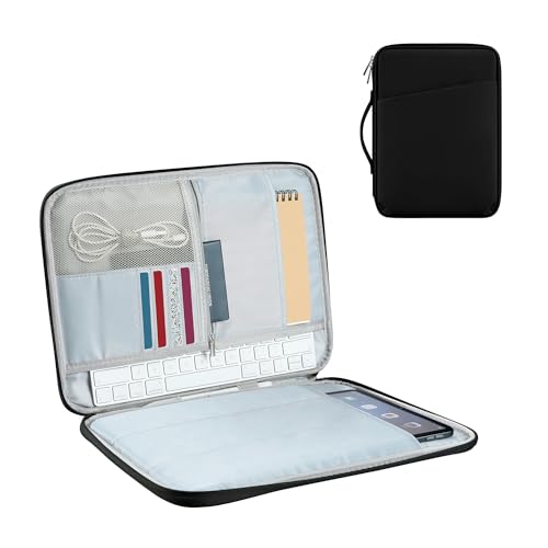 12.9 inch iPad Pro Sleeve Tablet Carrying Case for Surface Pro, Galaxy Tab S8/S7+, iPad Pro 12.9 and More Protective Bag with Pockets for Keyboard (PU-Black, 12.9 inch) - color: PU-Black, size: 12.9 inch