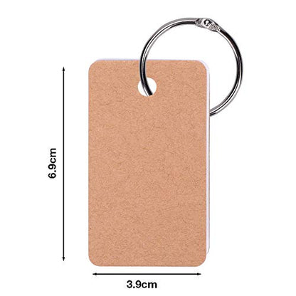 Mini Blank Flash Cards with Binder Rings Kraft Paper Blank Index Cards 4x6 with Punched Holes Easy Flip Flash Card White Study Note Cards Unruled Memo Scratch Pads Small DIY Greeting Cards 5 Pack - color: Brown