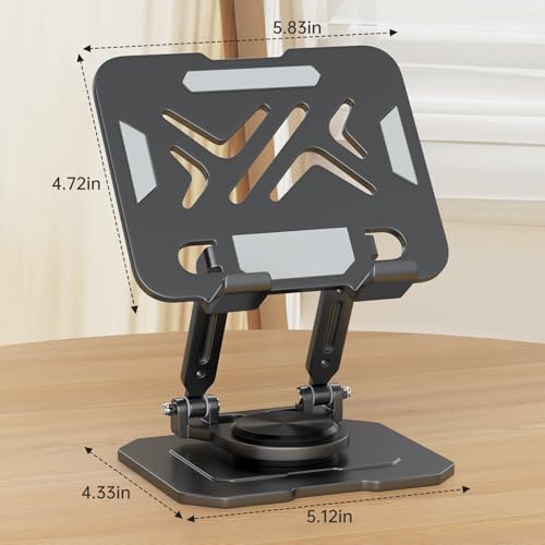 iPad Stand Tablet Holder for Desk,360° Rotation Metal Base Dual Rod Adjustable Height Holder,Compatible with 4.7-15.9" iPad Pro/Air/Mini,eReader,LG Pads,Nexus,Switch,iPhone Pro/Max/Air/Plus