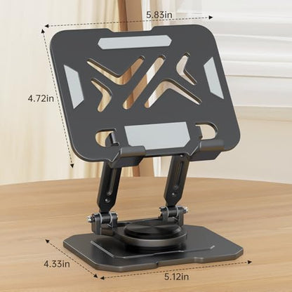 iPad Stand Tablet Holder for Desk,360° Rotation Metal Base Dual Rod Adjustable Height Holder,Compatible with 4.7-15.9" iPad Pro/Air/Mini,eReader,LG Pads,Nexus,Switch,iPhone Pro/Max/Air/Plus