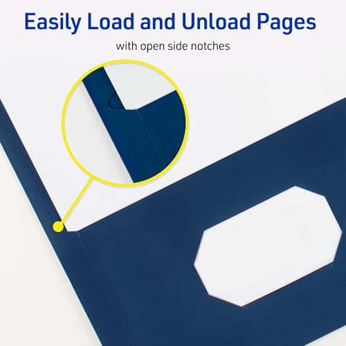 Avery Two Pocket Folders with 3 Prong Fasteners, Holds 70 Sheets, 25 Blue Folders (47975) - color: Dark Blue