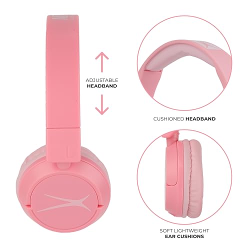 Altec Lansing - Kid Safe 2-in-1 Bluetooth Headphones, Safe Volume Limiting, Foldable Design, Enjoy Audio and Protect Your Child's Hearing (Pink) - color: Pink