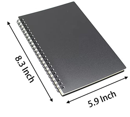 Yansanido Spiral Notebook, 6 Pcs A5 Thick Plastic Black Hardcover 8mm Ruled 80 Sheets -160 Pages Journals for Study and Notes (6 Pcs A5 Black) - size: 6 Pcs A5 Black