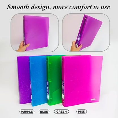 BAZIC Products 1" Glitter Poly 3-Ring Binder, 1 Pocket, 4-Set | round rings, 1 in glitter poly 3-ring binder, 1 inside pocket, holds up to 175 sheets, Durable poly - color: Glitter, size: 4-Pack