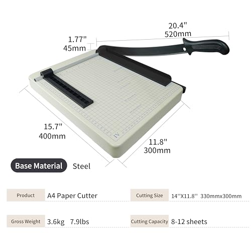TEXALAN(R) Paper Cutter 12" A4 Size Trimmer Scrap Booking Paper for School, Office - style: paper cutter