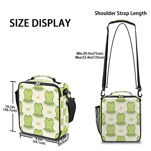 Pardick Cute Frog Kids Lunch Bag Animal Green Frogs Insulated Lunch Box for Boys Girls Waterproof Lunch Bento Tote Bags Thermal Lunchbox School Lunchbox Insulated with Shoulder Strap - color: Green Frog