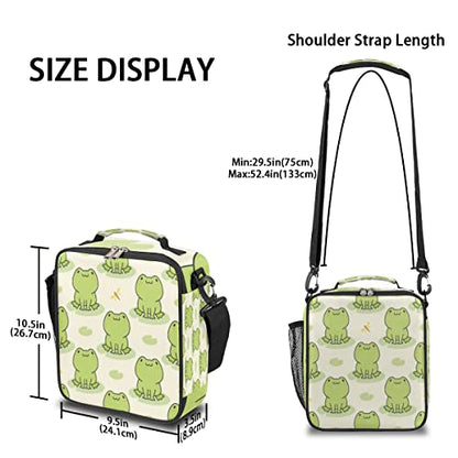 Pardick Cute Frog Kids Lunch Bag Animal Green Frogs Insulated Lunch Box for Boys Girls Waterproof Lunch Bento Tote Bags Thermal Lunchbox School Lunchbox Insulated with Shoulder Strap - color: Green Frog