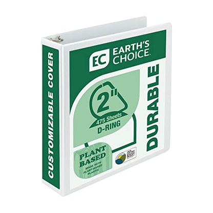 Samsill Plant-Based 2 Inch Durable D-Ring, View Binder, Eco-Friendly, USDA Certified Biobased, White, Pack of 1 - color: White, size: 2-Inch, style: Single