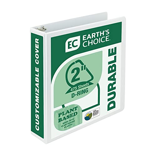 Samsill Plant-Based 2 Inch Durable D-Ring, View Binder, Eco-Friendly, USDA Certified Biobased, White, Pack of 1 - color: White, size: 2-Inch, style: Single