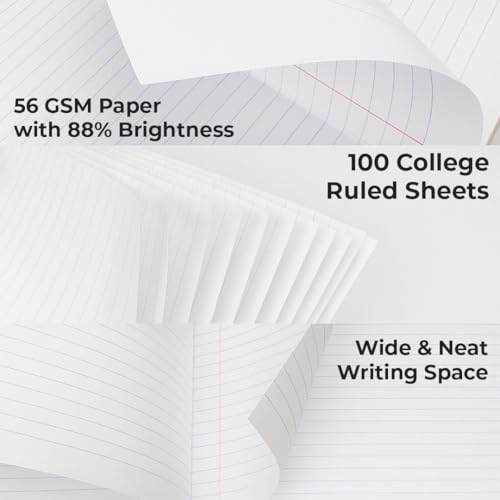 6 Pack Composition Notebook College Ruled Bulk, 200 Pages (100 Sheets), 9-3/4 x 7-1/2", Hard Cover College Ruled Notebook Bulk, Black Marble Composition Notebooks, Bulk School Notebooks