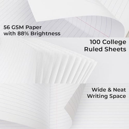 6 Pack Composition Notebook College Ruled Bulk, 200 Pages (100 Sheets), 9-3/4 x 7-1/2", Hard Cover College Ruled Notebook Bulk, Black Marble Composition Notebooks, Bulk School Notebooks