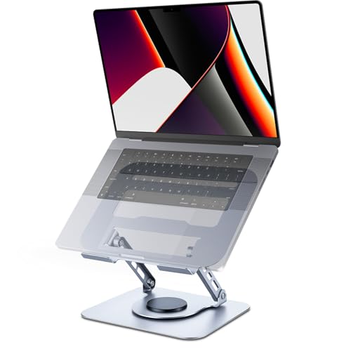 Leeboom Ergonomic Laptop Stand for Desk, 360° Rotating Aluminum Laptop Riser, Adjustable Notebook Holder for MacBook Air/Pro, Dell, HP, Lenovo (10–15.6", Silver) – Not for Gaming Laptops - color: light silver