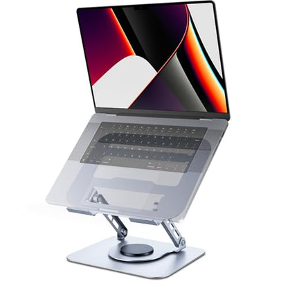 Leeboom Ergonomic Laptop Stand for Desk, 360° Rotating Aluminum Laptop Riser, Adjustable Notebook Holder for MacBook Air/Pro, Dell, HP, Lenovo (10–15.6", Silver) – Not for Gaming Laptops - color: light silver