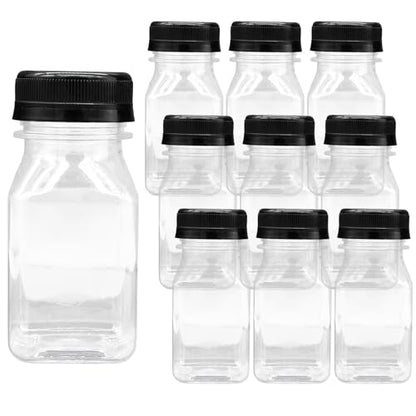 10 PCS 4 oz Plastic Juice Bottles with Lids | Empty Clear Milk Bottles with Lids, Beverage Containers for Juice, Milk and Other Drink - size: 4 oz / 120 ml