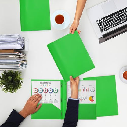 Mr. Pen- Plastic Folders with Pockets and Prongs, 24 Pack, Letter Size | Green, Flexible Plastic Folders with Prongs - color: Green, size: 24 Pack