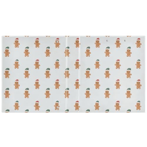 Fustylead Lovely Gingerbread Man Wear Santa Hat 3 Ring Binder, D-Rings 1.5" Hardcover Folder, Fits 200 Sheets of A4 Paper, Durable Clipboard & Clean View with Inside Pockets for School Home Office - size: 12.4x10.63x2.36 Inch-2 Pack