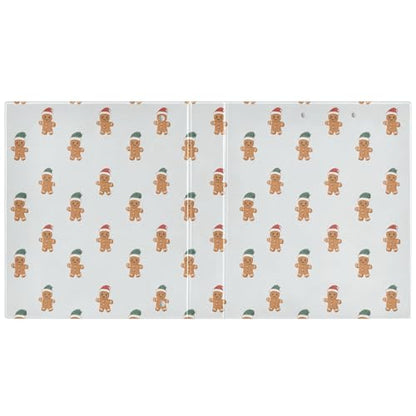 Fustylead Lovely Gingerbread Man Wear Santa Hat 3 Ring Binder, D-Rings 1.5" Hardcover Folder, Fits 200 Sheets of A4 Paper, Durable Clipboard & Clean View with Inside Pockets for School Home Office - size: 12.4x10.63x2.36 Inch-2 Pack