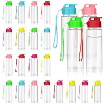 mwellewm Bulk Water Bottles 24 Pack 17 oz Reusable Plastic Water Bottles Bulk with Leak Proof Flip Top for Gym Sports Outdoor Fitness Party Clasroom School Activities Camping Office Travel(Colorful)