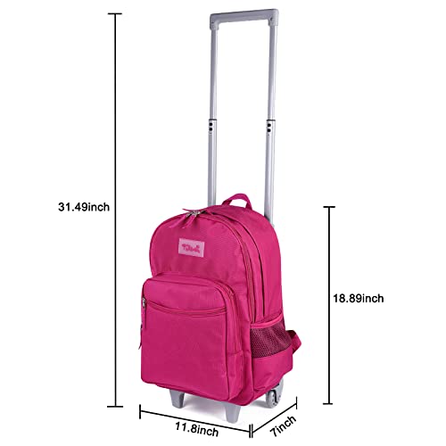 Tilami Rolling Backpack 18 inch Double Handle Wheeled Boys Girls Travel School Children Luggage Toddler Trip, Deep Pink - color: Deep Purple