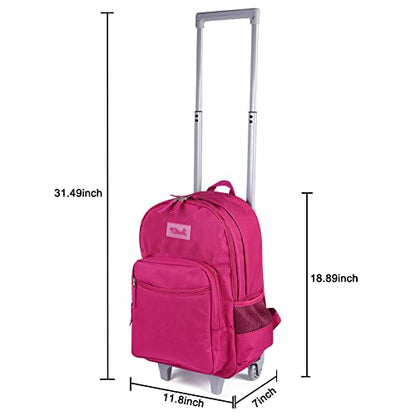 Tilami Rolling Backpack 18 inch Double Handle Wheeled Boys Girls Travel School Children Luggage Toddler Trip, Deep Pink - color: Deep Purple